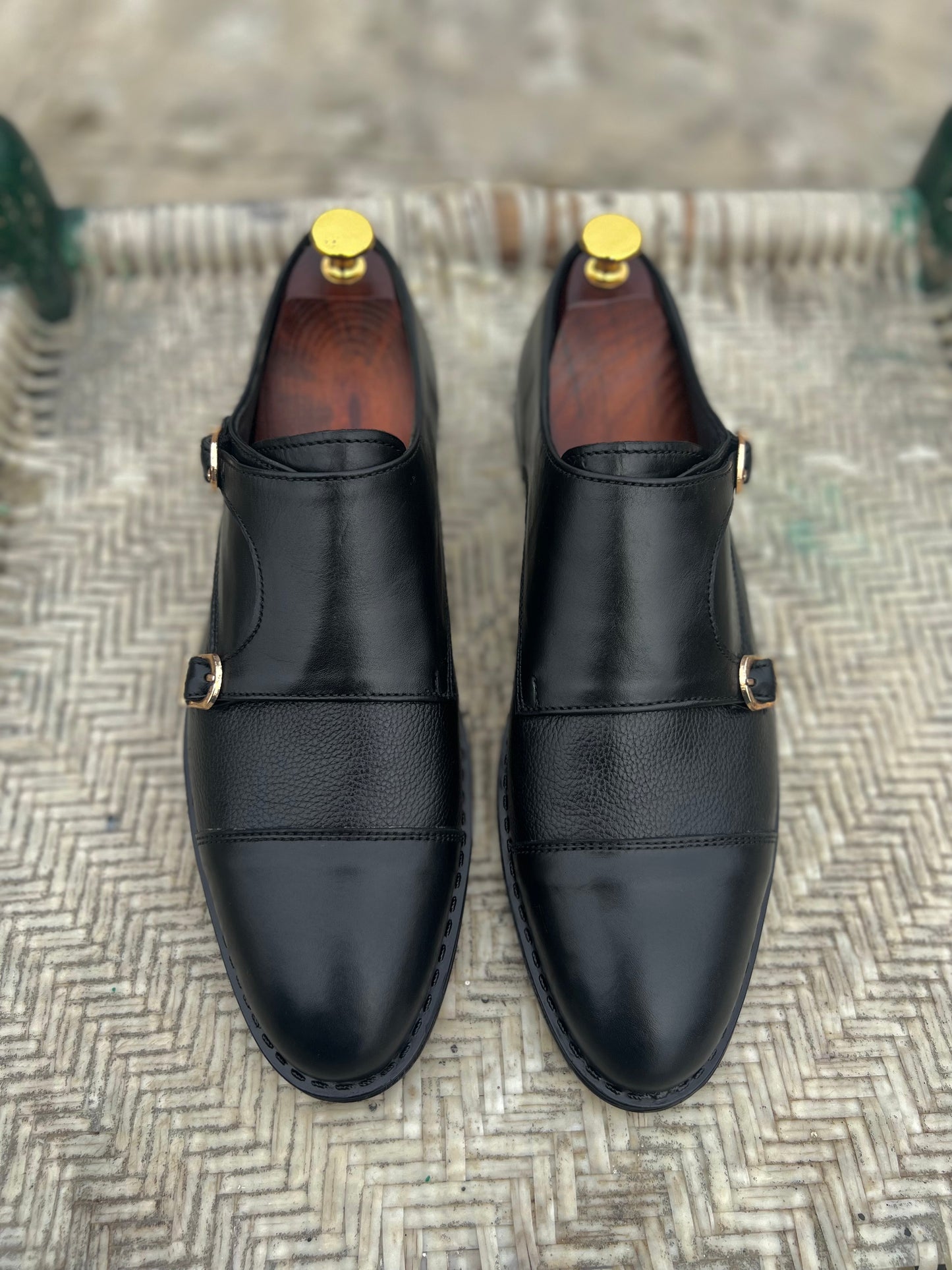 Black Double Monk Oxfords