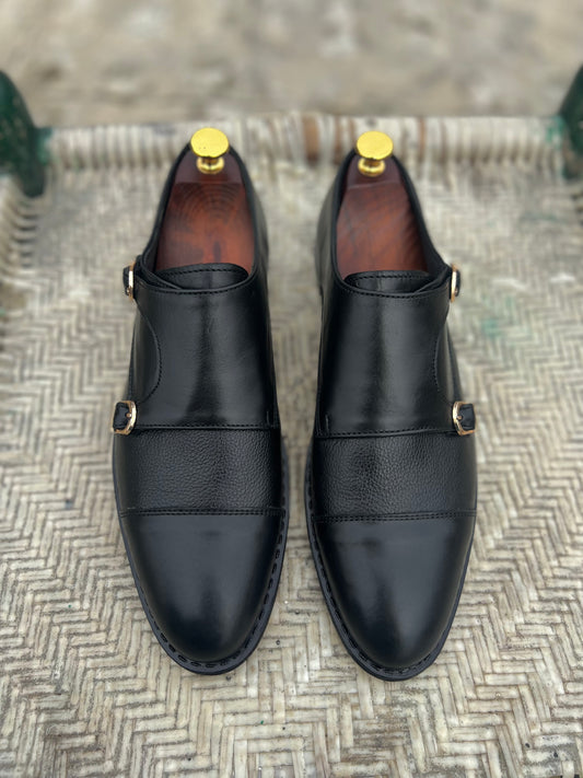 Black Double Monk Oxfords