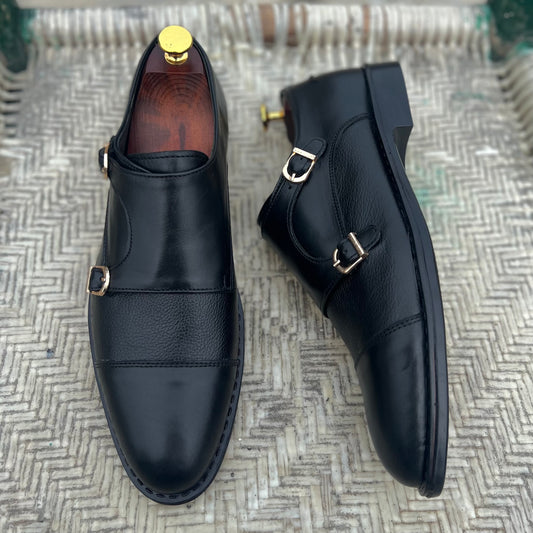Black Double Monk Oxfords