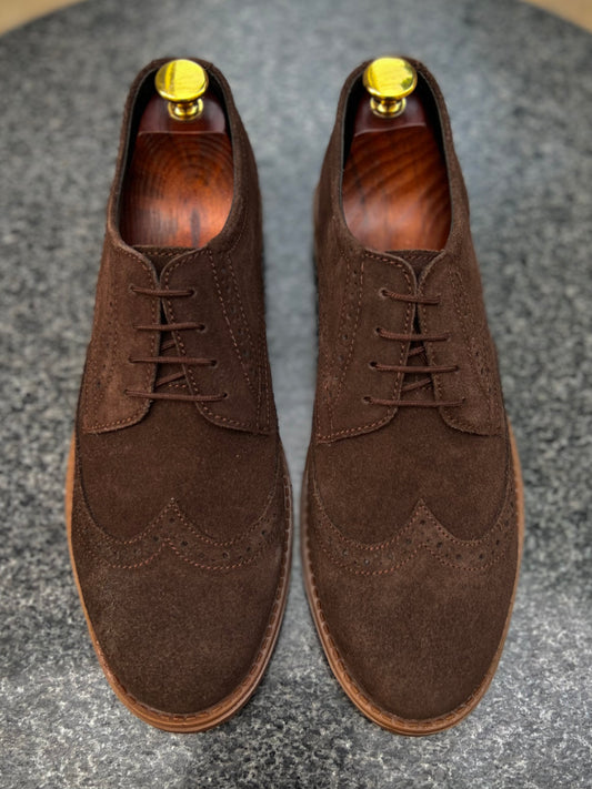 Brown Suede Leather Brogue Shoes