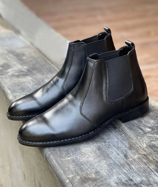 Black Cow Leather Chelsea Boots